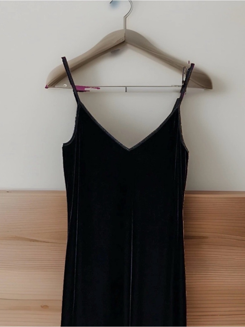 Hugo Buscati Black Velvet Slip Dress with Thin Straps Size Small